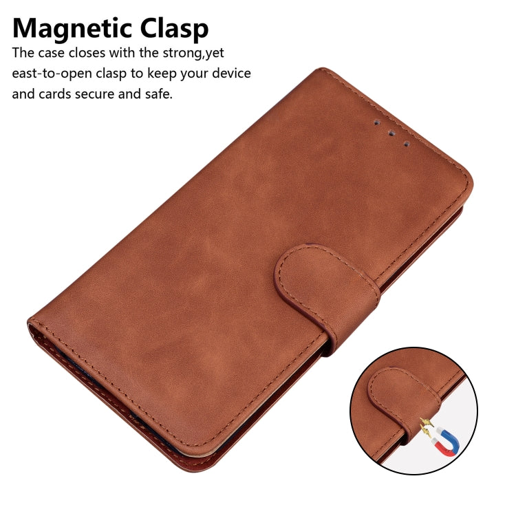 For Google Pixel 9 Skin Feel Pure Color Flip Leather Phone Case(Brown) - Google Cases by buy2fix | Online Shopping UK | buy2fix