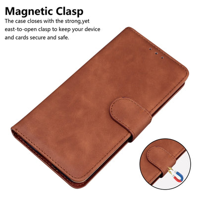 For Google Pixel 9 Skin Feel Pure Color Flip Leather Phone Case(Brown) - Google Cases by buy2fix | Online Shopping UK | buy2fix