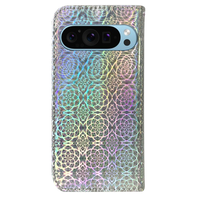 For Google Pixel 9 Colorful Magnetic Buckle Leather Phone Case(Silver) - Google Cases by buy2fix | Online Shopping UK | buy2fix