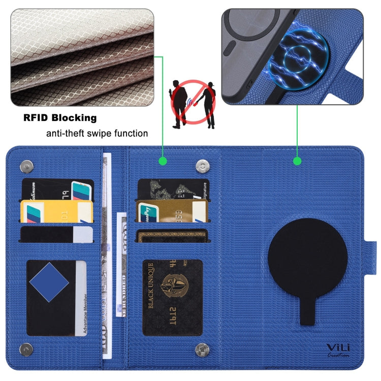 For iPhone 12 Pro Max ViLi GHA Series Shockproof MagSafe RFID Leather Attraction Horizontal Flip Phone Case(Blue) - iPhone 12 Pro Max Cases by ViLi | Online Shopping UK | buy2fix