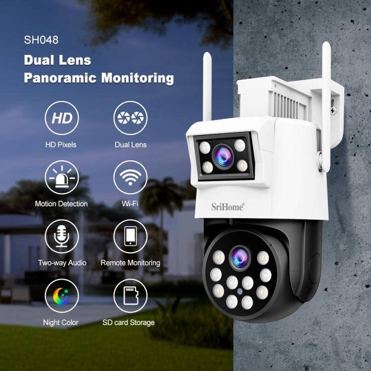 SriHome SH048 2MP + 2MP Humanoid Tracking Smart Night Vision Dual Lens IP Camera(AU Plug) - Wireless Camera by SriHome | Online Shopping UK | buy2fix