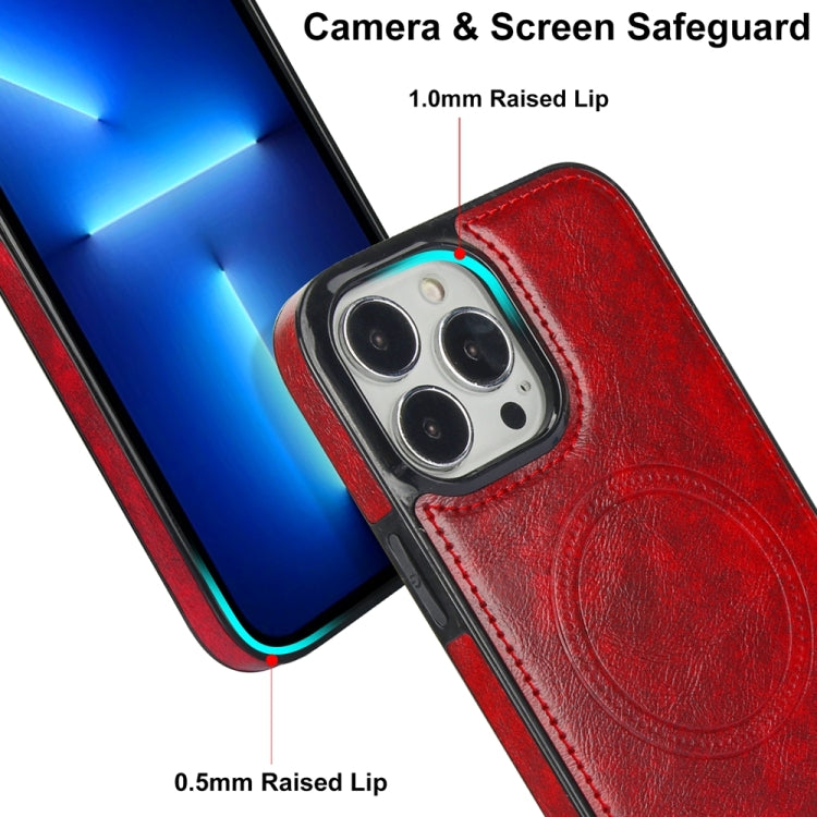 For iPhone 13 Pro Max Retro Leather Invisible Stand MagSafe Phone Case(Red) - iPhone 13 Pro Max Cases by buy2fix | Online Shopping UK | buy2fix