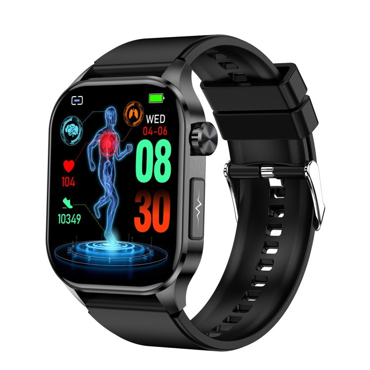 ET580 2.04 inch AMOLED Screen Sports Smart Watch Support Bluethooth Call /  ECG Function(Black Silicone Band) - Smart Watches by buy2fix | Online Shopping UK | buy2fix