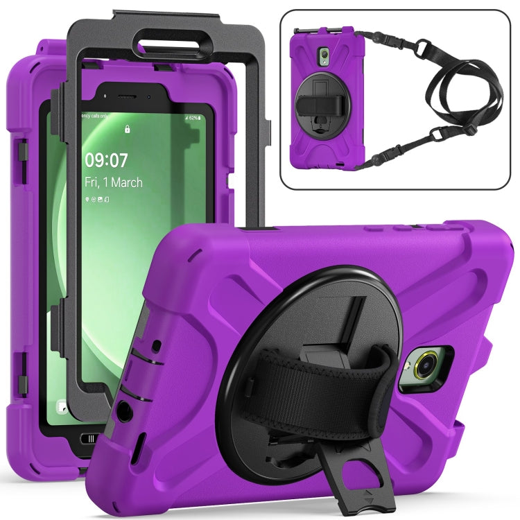 For Samsung Galaxy Tab Active5 X300 Rotary Grip Silicone Hybrid PC Tablet Case with Shoulder Strap(Purple) - Other Galaxy Tab PC by buy2fix | Online Shopping UK | buy2fix