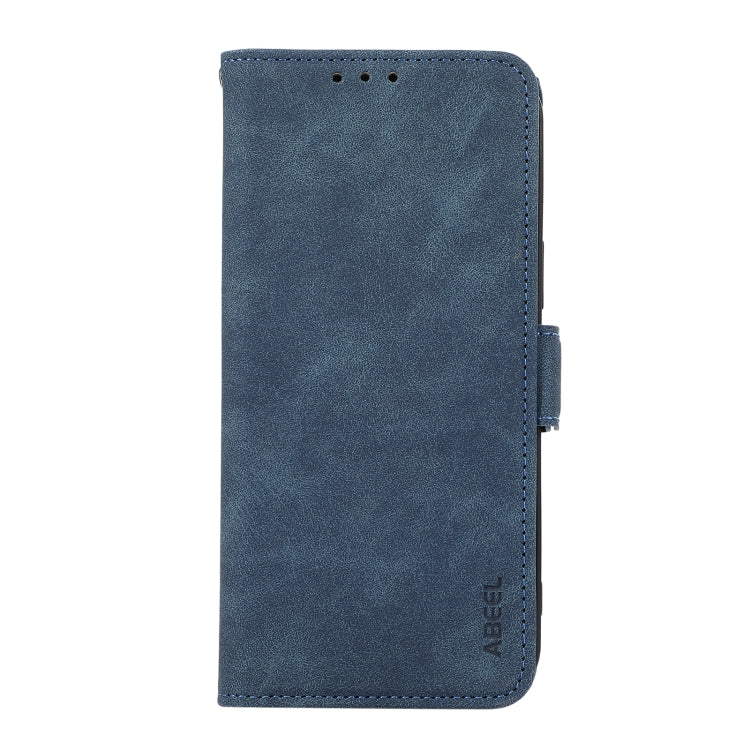 For iPhone 16 ABEEL Frosted Magnetic RFID Leather Phone Case(Blue) - iPhone 16 Cases by buy2fix | Online Shopping UK | buy2fix