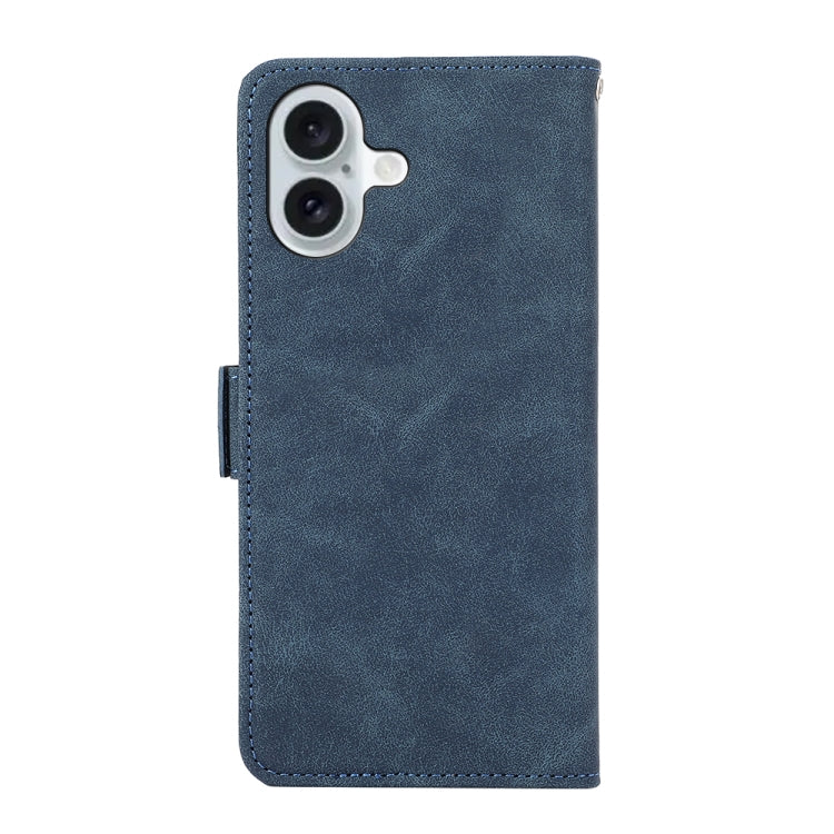 For iPhone 16 ABEEL Frosted Magnetic RFID Leather Phone Case(Blue) - iPhone 16 Cases by buy2fix | Online Shopping UK | buy2fix