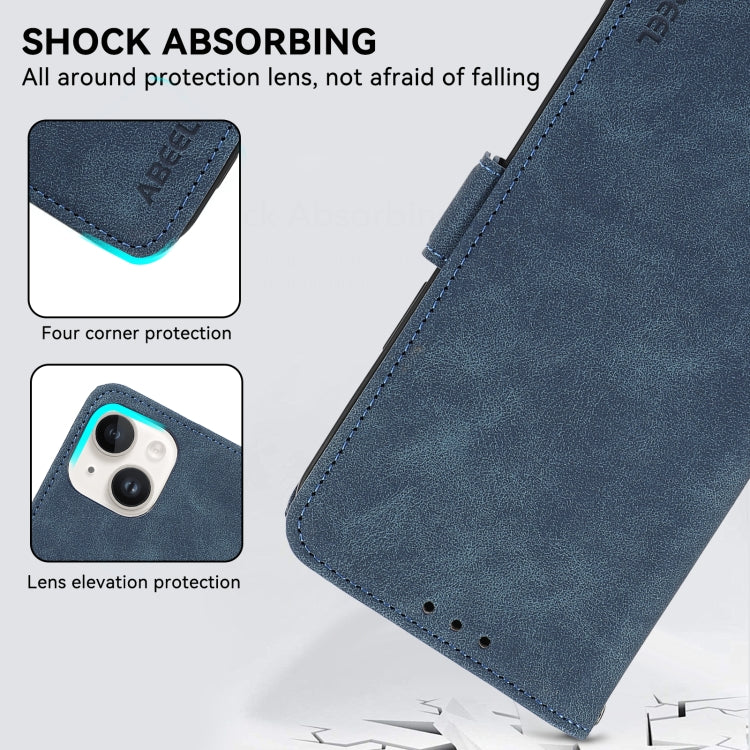 For iPhone 16 ABEEL Frosted Magnetic RFID Leather Phone Case(Blue) - iPhone 16 Cases by buy2fix | Online Shopping UK | buy2fix