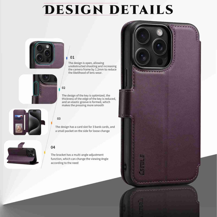 For iPhone 14 Pro ESEBLE E1 Nappa Texture MagSafe Holder Leather Phone Case(Dark Purple) - iPhone 14 Pro Cases by ESEBLE | Online Shopping UK | buy2fix