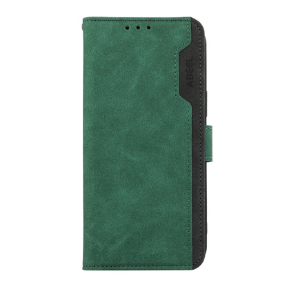 For iPhone 16 Pro ABEEL Color Block Magnetic RFID Leather Phone Case(Green-Black) - iPhone 16 Pro Cases by buy2fix | Online Shopping UK | buy2fix