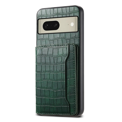 For Google Pixel 8 Crocodile Texture Card Bag Design Full Coverage Phone Case(Green) - Google Cases by buy2fix | Online Shopping UK | buy2fix