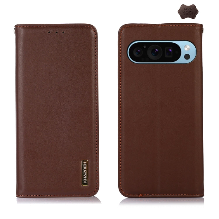 For Google Pixel 9 KHAZNEH Nappa Top Layer Cowhide Leather Phone Case(Brown) - Google Cases by buy2fix | Online Shopping UK | buy2fix