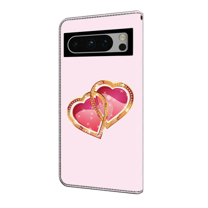 For Google Pixel 9 Crystal Painted Leather Phone case(Love Peach) - Google Cases by buy2fix | Online Shopping UK | buy2fix