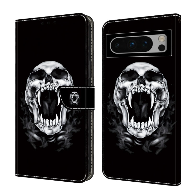 For Google Pixel 9 Crystal Painted Leather Phone case(Skull) - Google Cases by buy2fix | Online Shopping UK | buy2fix