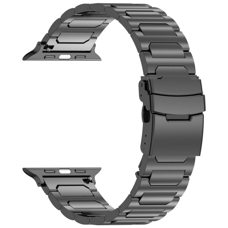 For Apple Watch SE 44mm I-Shaped Titanium Metal Watch Band(Black) - Watch Bands by buy2fix | Online Shopping UK | buy2fix