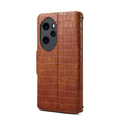 For Honor 100 Pro Denior Crocodile Texture Oil Edge Leather Phone Case(Brown) - Honor Cases by Denior | Online Shopping UK | buy2fix