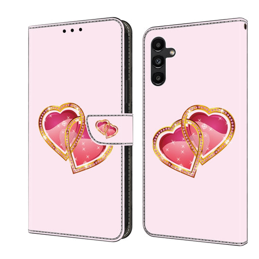 For Samsung Galaxy A15 5G Crystal Painted Leather Phone case(Love Peach) - Galaxy Phone Cases by buy2fix | Online Shopping UK | buy2fix