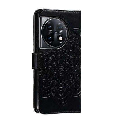 For OnePlus 11 Sun Mandala Embossing Pattern Phone Leather Case(Black) - OnePlus Cases by buy2fix | Online Shopping UK | buy2fix