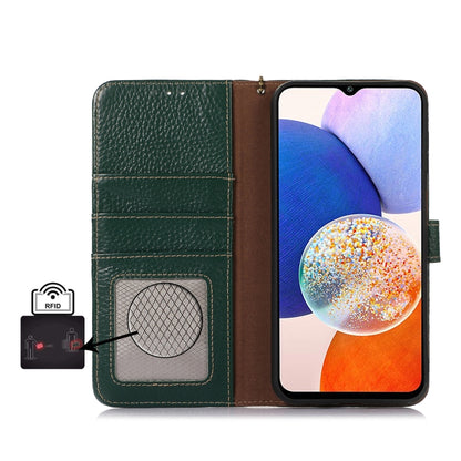 For Google Pixel 9 Genuine Leather Litchi Texture RFID Leather Phone Case(Green) - Google Cases by buy2fix | Online Shopping UK | buy2fix