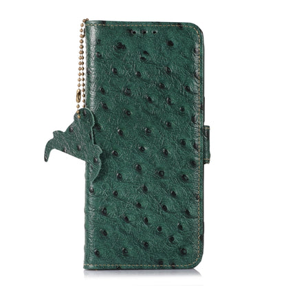 For Google Pixel 9 Ostrich Pattern Genuine Leather RFID Phone Case(Green) - Google Cases by buy2fix | Online Shopping UK | buy2fix