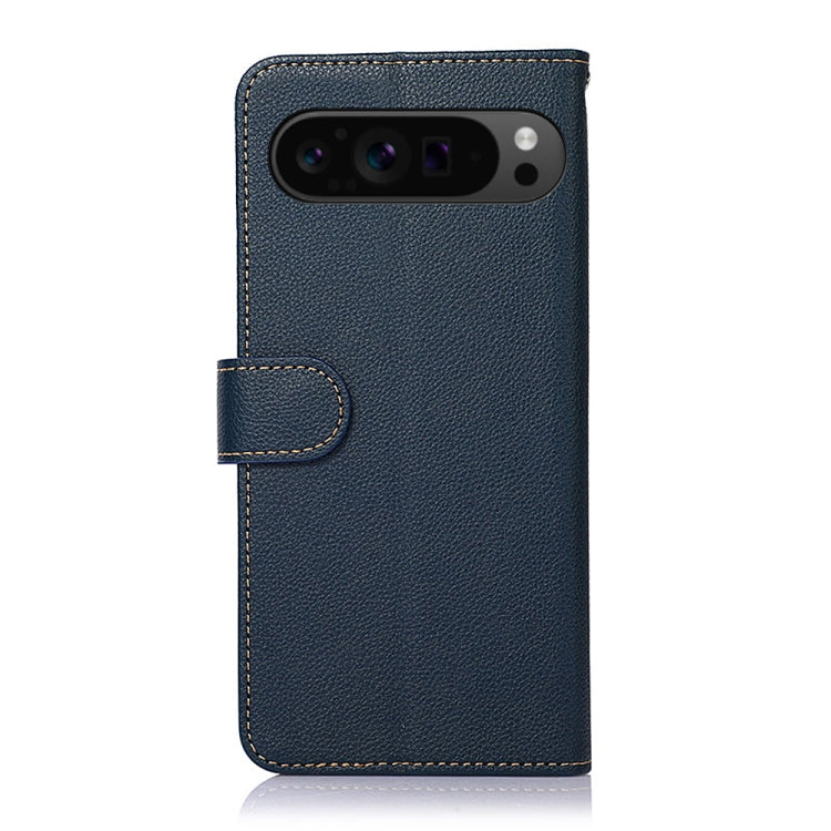 For Google Pixel 9 Pro KHAZNEH Litchi Texture Leather RFID Phone Case(Blue) - Google Cases by buy2fix | Online Shopping UK | buy2fix