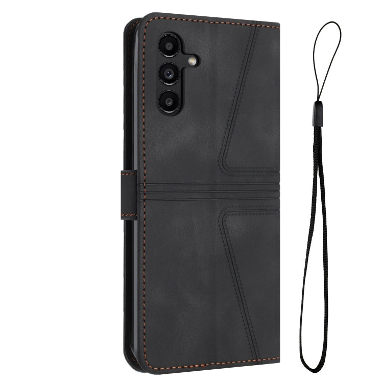 For Samsung Galaxy A55 5G Triangle Solid Color Leather Phone Case(Black) - Galaxy Phone Cases by buy2fix | Online Shopping UK | buy2fix