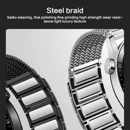 For Huawei Watch 4 / 4 Pro 22mm Magnetic Clasp Braided Chain Stainless Steel Watch Band(Black) - Watch Bands by buy2fix | Online Shopping UK | buy2fix