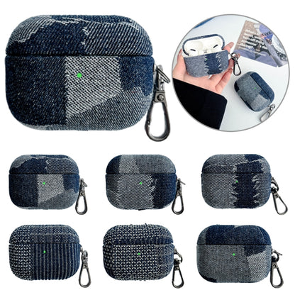 For AirPods Pro Stitching Denim Cloth Bluetooth Earphone Protective Case(Light Color Lightning) - For AirPods Pro by buy2fix | Online Shopping UK | buy2fix