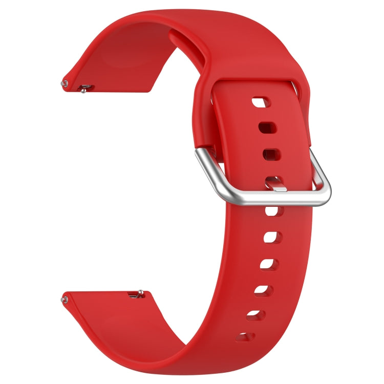 For CMF Watch Pro D395 22mm Solid Color Silver Buckle Silicone Watch Band, Size:S(Red) - Watch Bands by buy2fix | Online Shopping UK | buy2fix