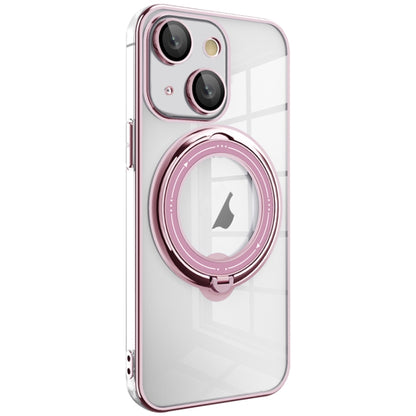 For iPhone 15 Plus Electroplating MagSafe 360 Degree Rotation Holder Shockproof Phone Case(Pink) - iPhone 15 Plus Cases by buy2fix | Online Shopping UK | buy2fix