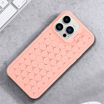 For iPhone 16 Pro Max Honeycomb Radiating Holder TPU Phone Case with Lanyard(Pink) - iPhone 16 Pro Max Cases by buy2fix | Online Shopping UK | buy2fix