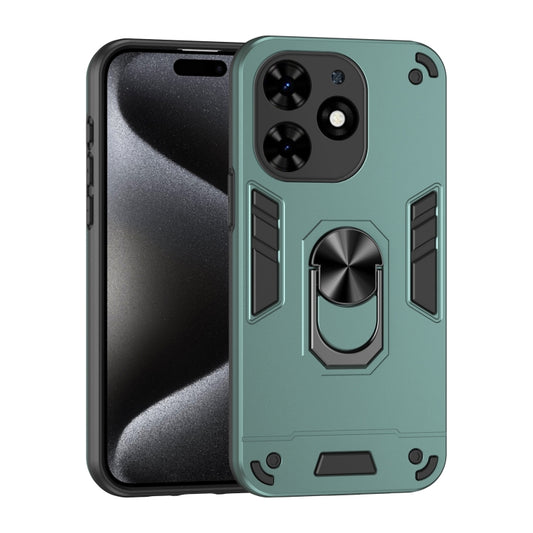 For Tecno Spark Go 2024 Shockproof Metal Ring Holder Phone Case(Green) - Tecno Cases by buy2fix | Online Shopping UK | buy2fix