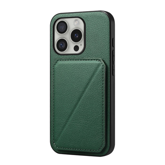 For iPhone 16 Pro D04 Calf Texture Dual Card Slot Holder Phone Case(Green) - iPhone 16 Pro Cases by buy2fix | Online Shopping UK | buy2fix