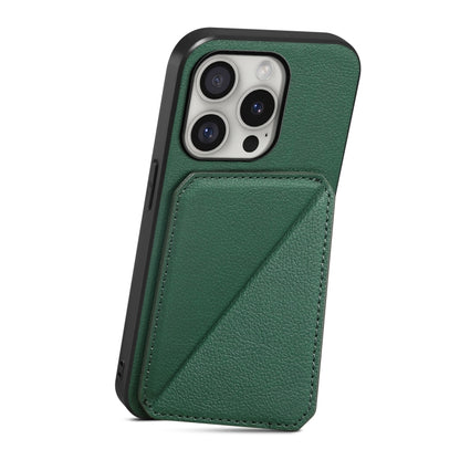 For iPhone 16 Pro Max D04 Calf Texture Dual Card Slot Holder Phone Case(Green) - iPhone 16 Pro Max Cases by buy2fix | Online Shopping UK | buy2fix