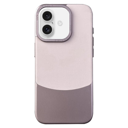 For iPhone 16 Plus Napa Texture PC + Leather Phone Case(Pink) - iPhone 16 Plus Cases by buy2fix | Online Shopping UK | buy2fix