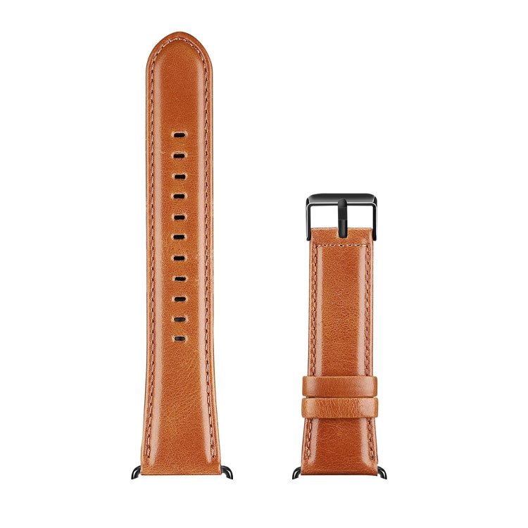 For Apple Watch SE 2022 44mm DUX DUCIS Business Genuine Leather Watch Strap(Khaki) - Watch Bands by DUX DUCIS | Online Shopping UK | buy2fix