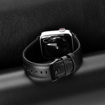 For Apple Watch Series 5 44mm DUX DUCIS Business Genuine Leather Watch Strap(Black) - Watch Bands by DUX DUCIS | Online Shopping UK | buy2fix