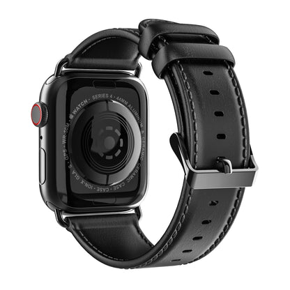 For Apple Watch Series 4 40mm DUX DUCIS Business Genuine Leather Watch Strap(Black) - Watch Bands by DUX DUCIS | Online Shopping UK | buy2fix