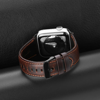 For Apple Watch Series 3 38mm DUX DUCIS Business Genuine Leather Watch Strap(Coffee) - Watch Bands by DUX DUCIS | Online Shopping UK | buy2fix