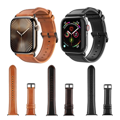 For Apple Watch Series 5 44mm DUX DUCIS Business Genuine Leather Watch Strap(Black) - Watch Bands by DUX DUCIS | Online Shopping UK | buy2fix