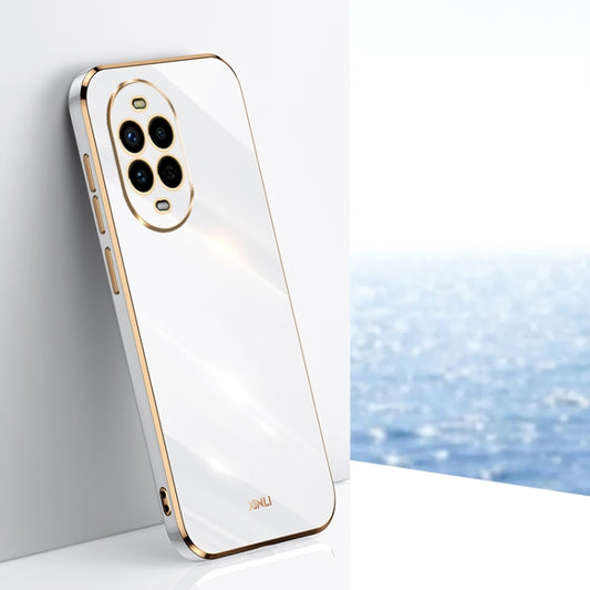 For Huawei Nova 13 Pro XINLI Straight 6D Plating Gold Edge TPU Phone Case(White) - Huawei Cases by XINLI | Online Shopping UK | buy2fix