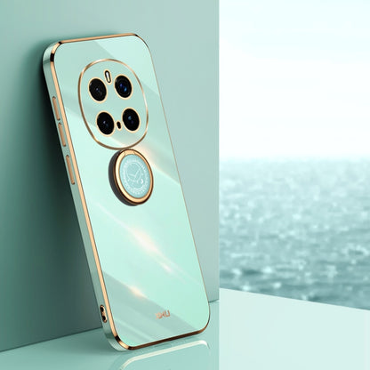 For Honor Magic7 Pro XINLI Straight 6D Plating Gold Edge TPU Shockproof Case with Ring Holder(Mint Green) - Honor Cases by XINLI | Online Shopping UK | buy2fix