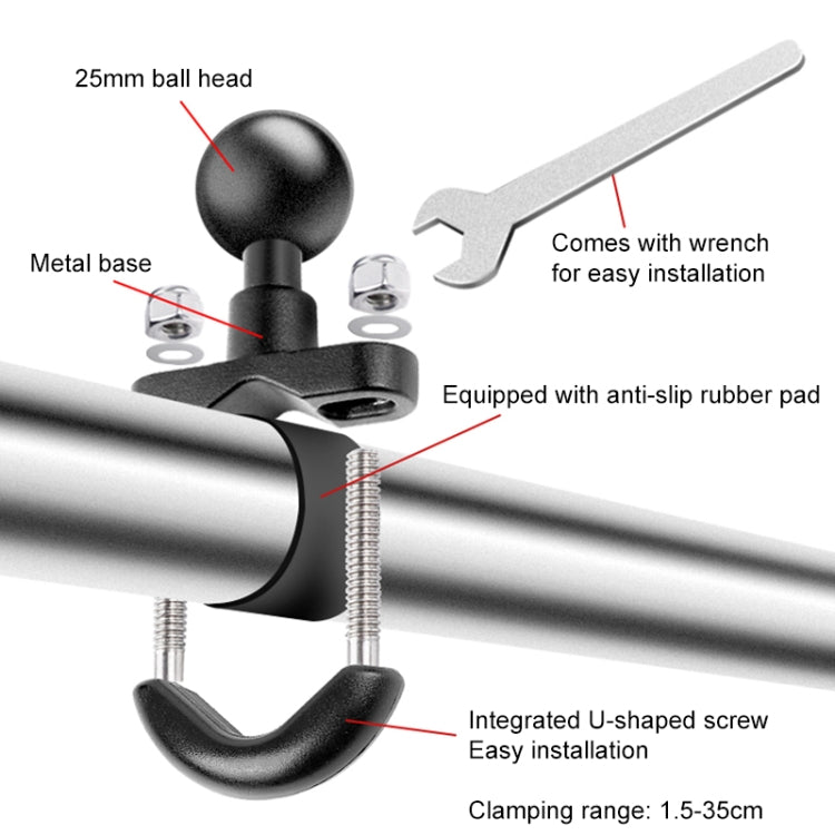 3 in 1 U-Type Mount Selfie Stick Motorcycle Clamps Handlebar Fixed Mount - Holder by buy2fix | Online Shopping UK | buy2fix