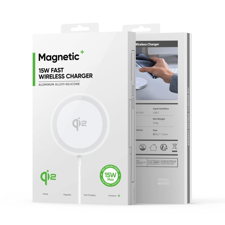 DUZZONA W18 15W Qi2 MagSafe Magnetic Suction Wireless Charger(White) - Wireless Charger by DUZZONA | Online Shopping UK | buy2fix