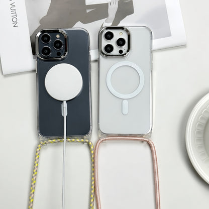 For iPhone 11 MagSafe Magnetic PC + TPU Phone Case with Lanyard(Yellow Pink Grey) - iPhone 11 Cases by buy2fix | Online Shopping UK | buy2fix