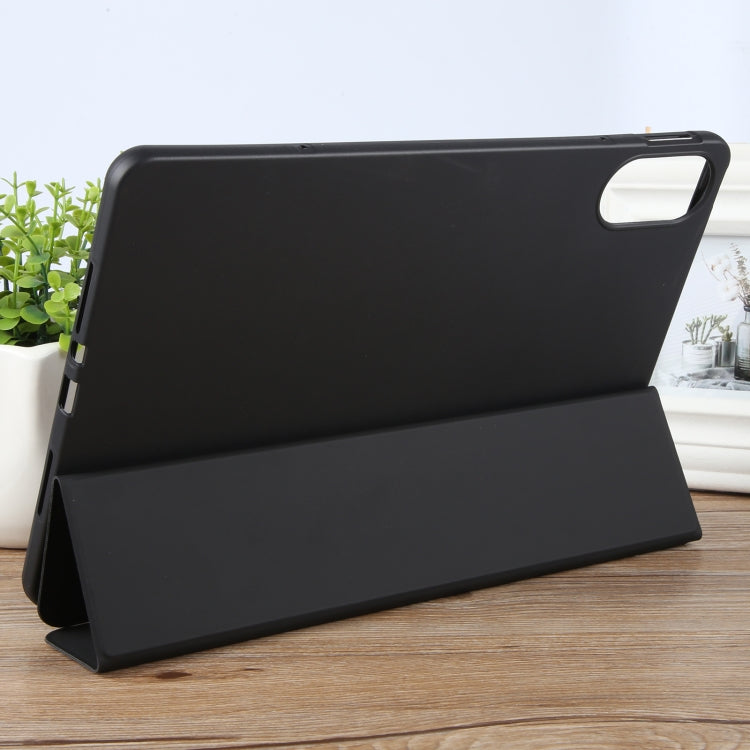 For Huawei MatePad SE 11 2024 Tri-fold Silicone Leather Tablet Case(Black) - Huawei by buy2fix | Online Shopping UK | buy2fix