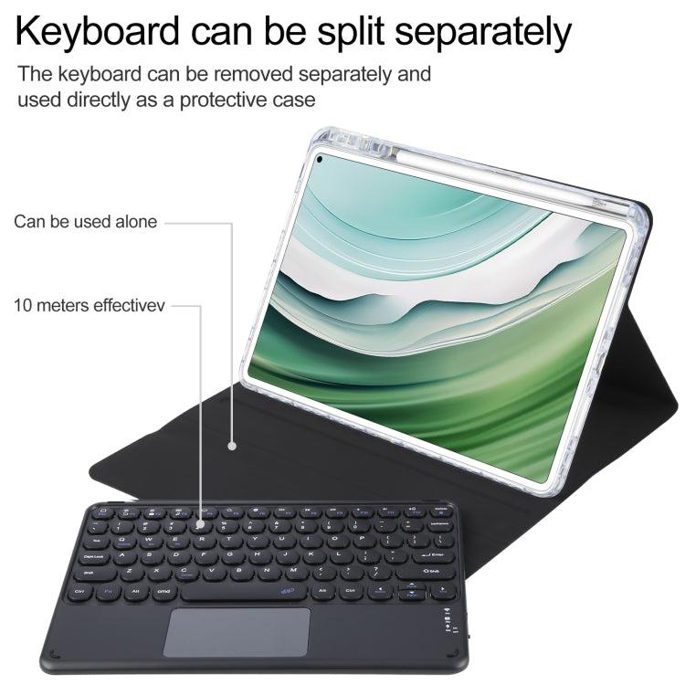 For Huawei MatePad Pro 11 2024 / 2022 Round Button Bluetooth Keyboard Rotatable Holder Leather Case with Touchpad(Black) - Huawei Keyboard by buy2fix | Online Shopping UK | buy2fix