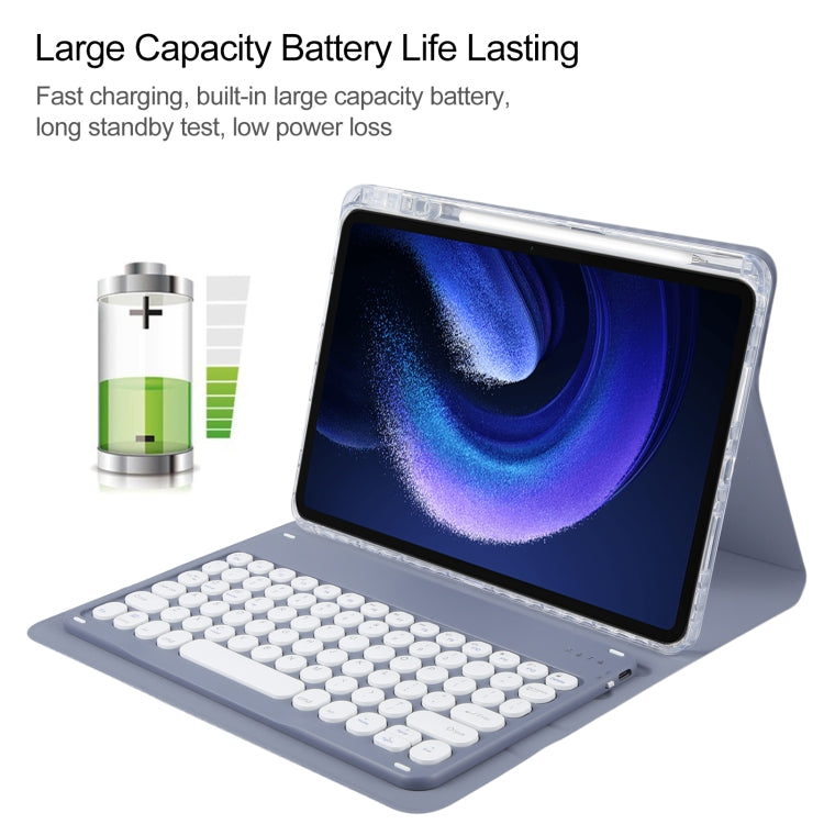 For Xiaomi Pad 6 Round Button Bluetooth Keyboard Rotatable Holder Leather Case(Lavender Purple) - Others Keyboard by buy2fix | Online Shopping UK | buy2fix