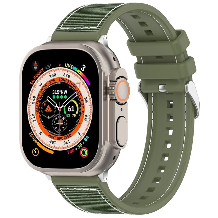 For Apple Watch Ultra 49mm Ordinary Buckle Hybrid Nylon Braid Silicone Watch Band(Green) - Watch Bands by buy2fix | Online Shopping UK | buy2fix