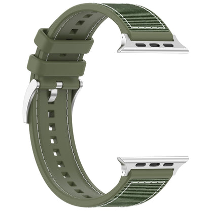 For Apple Watch Ultra 2 49mm Official Buckle Hybrid Nylon Braid Silicone Watch Band(Green) - Watch Bands by buy2fix | Online Shopping UK | buy2fix