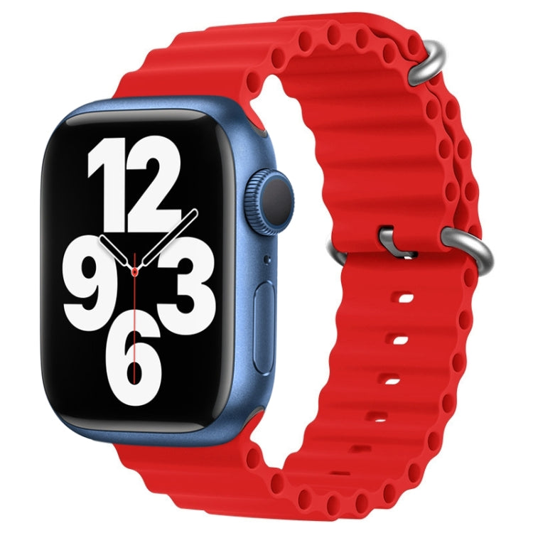 For Apple Watch Series 7 45mm ZGA Ocean Silicone Watch Band(Red) - Watch Bands by ZGA | Online Shopping UK | buy2fix